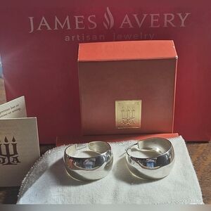Retired James Avery Sterling Wide Hoop Earrings